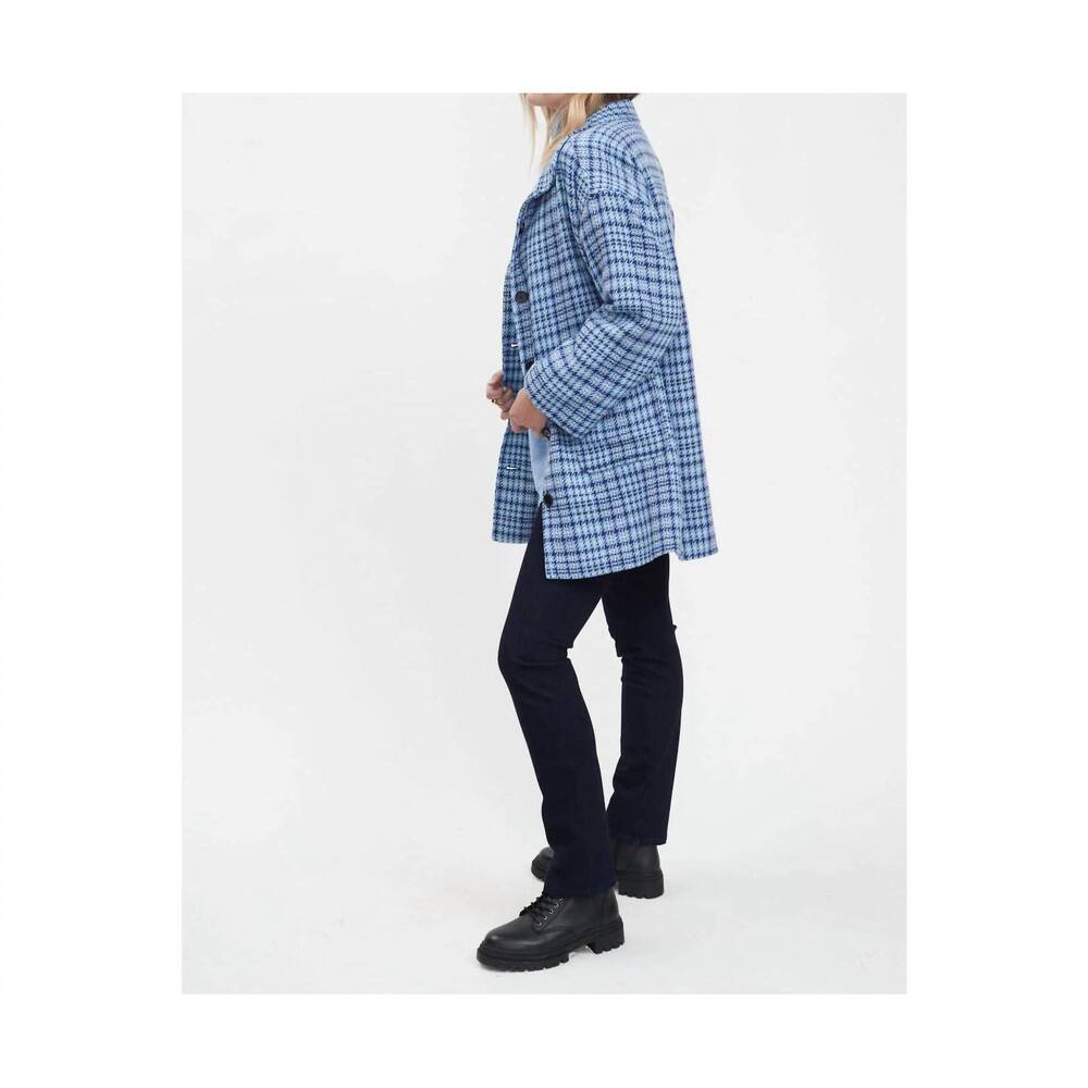NEW FDJ long plaid jacket in blue - Picture 4 of 4
